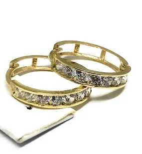 14k Solid Gold Cubic Zirconia Huggie Earrings