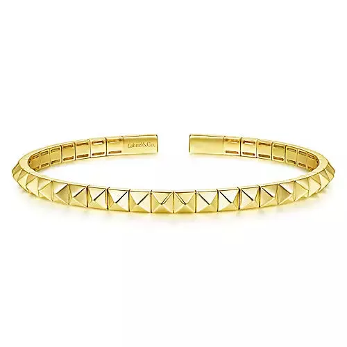 14k Yellow Gold Grommet Open Cuff Bracelet