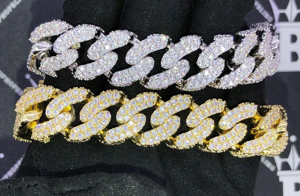 17MM 3D Cuban Link VVS Iced Out Hip Hop Bracelet