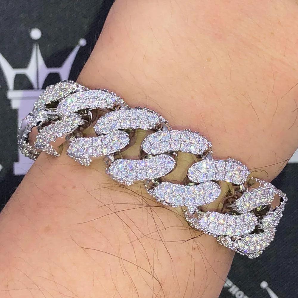 17MM 3D Cuban Link VVS Iced Out Hip Hop Bracelet