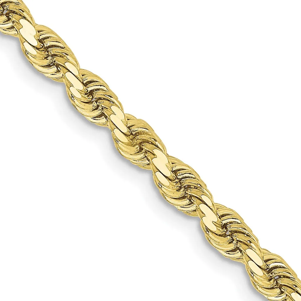 3.25mm 10K Yellow Gold Diamond Cut Solid Rope Chain Bracelet