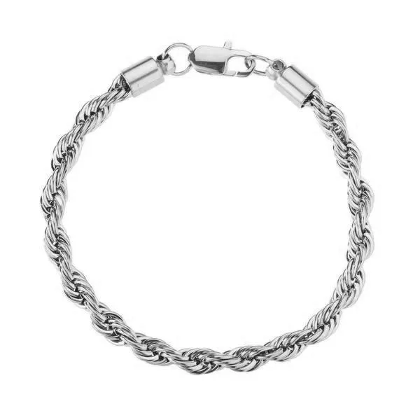 6mm White Gold Rope Bracelet