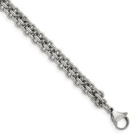 7mm Stainless Steel Fancy Circle Link Chain Bracelet, 9 inch