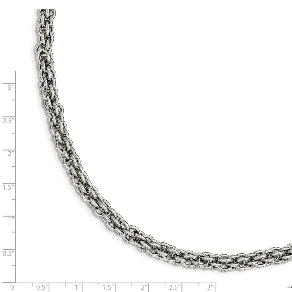 7mm Stainless Steel Fancy Circle Link Chain Bracelet, 9 inch