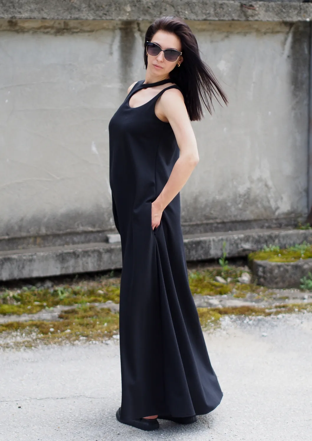 a Black Maxi dress/Summer maxi dress/oversized dress