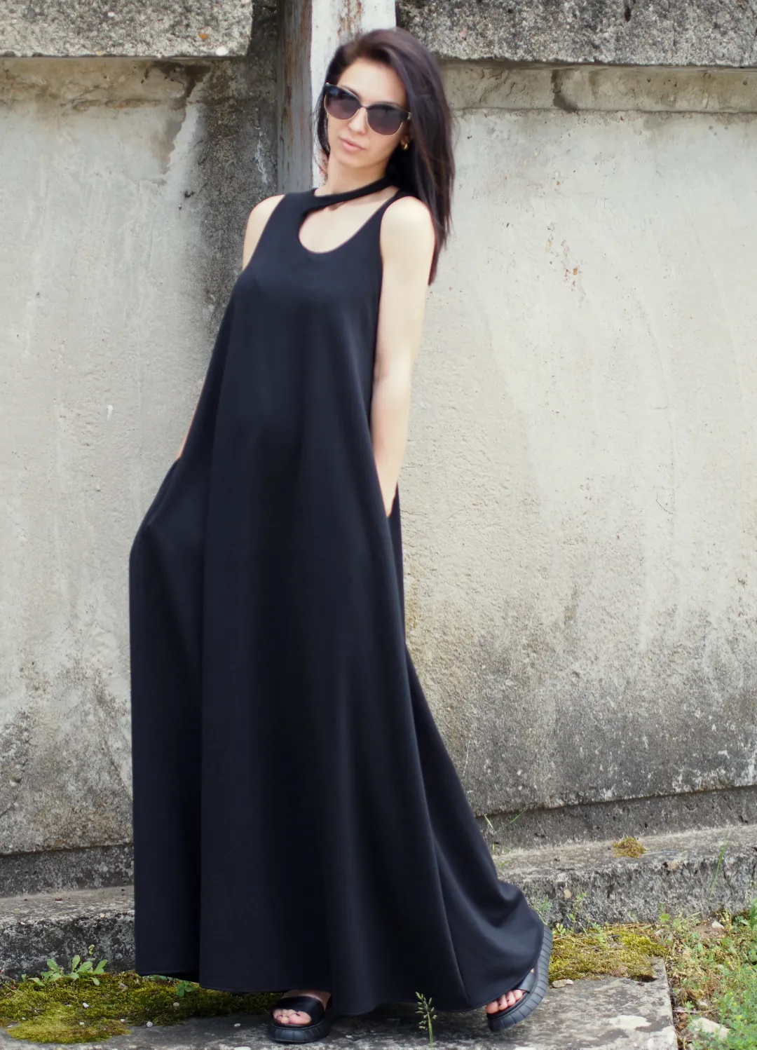 a Black Maxi dress/Summer maxi dress/oversized dress