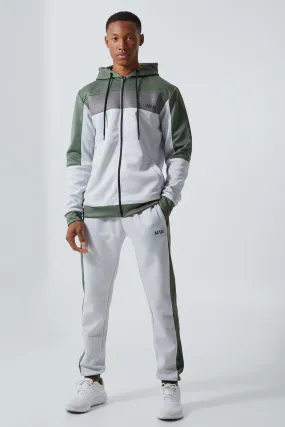 Active Mesh Panel Zip Through Tracksuit | boohooMAN UK