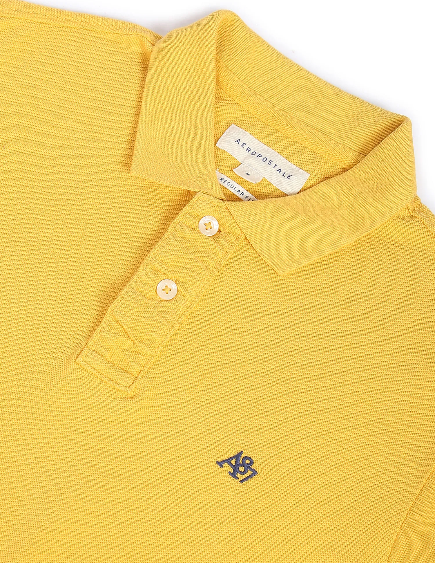 Aeropostale Yellow Solid Pique Polo Shirt