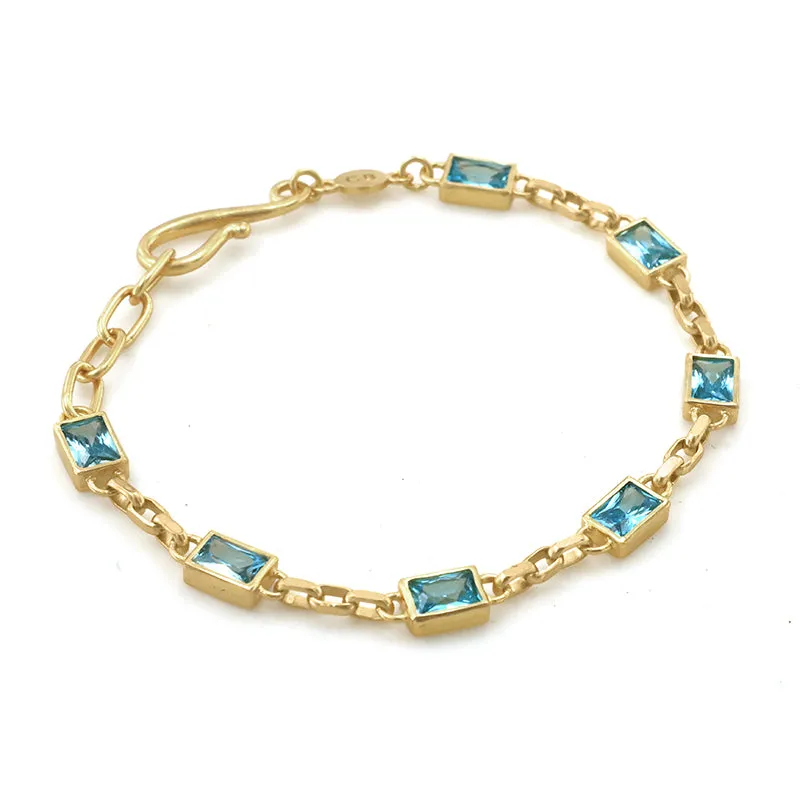 Argus Bracelet with Aquamarine Zircon - 18K Gold Plated