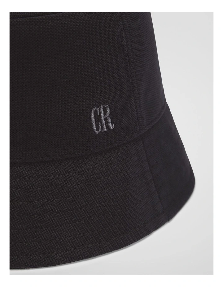 Australian Cotton Pique Bucket Hat in Black