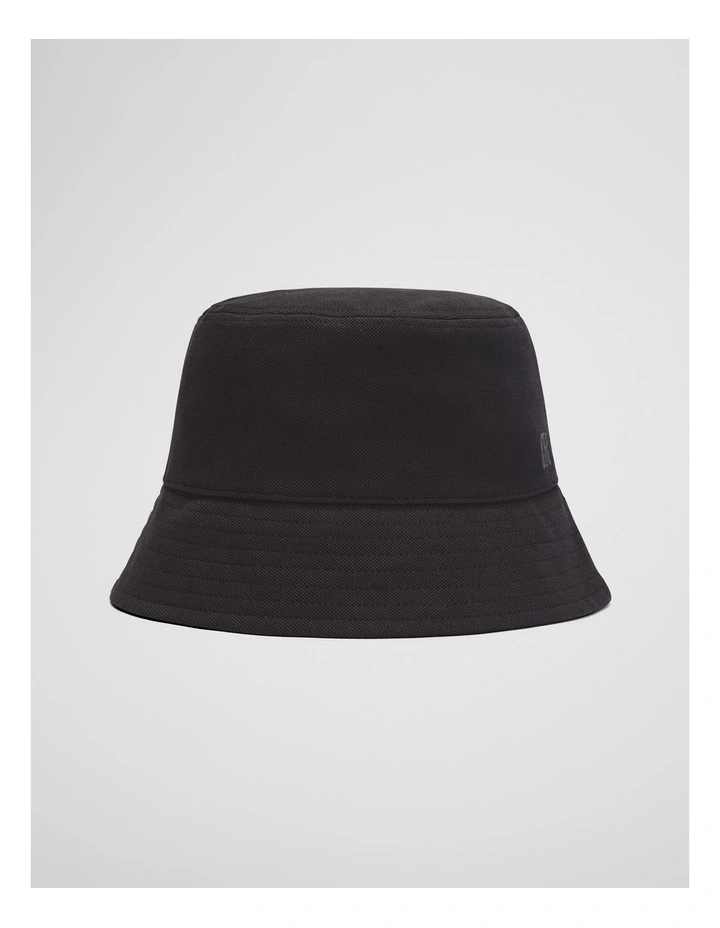 Australian Cotton Pique Bucket Hat in Black