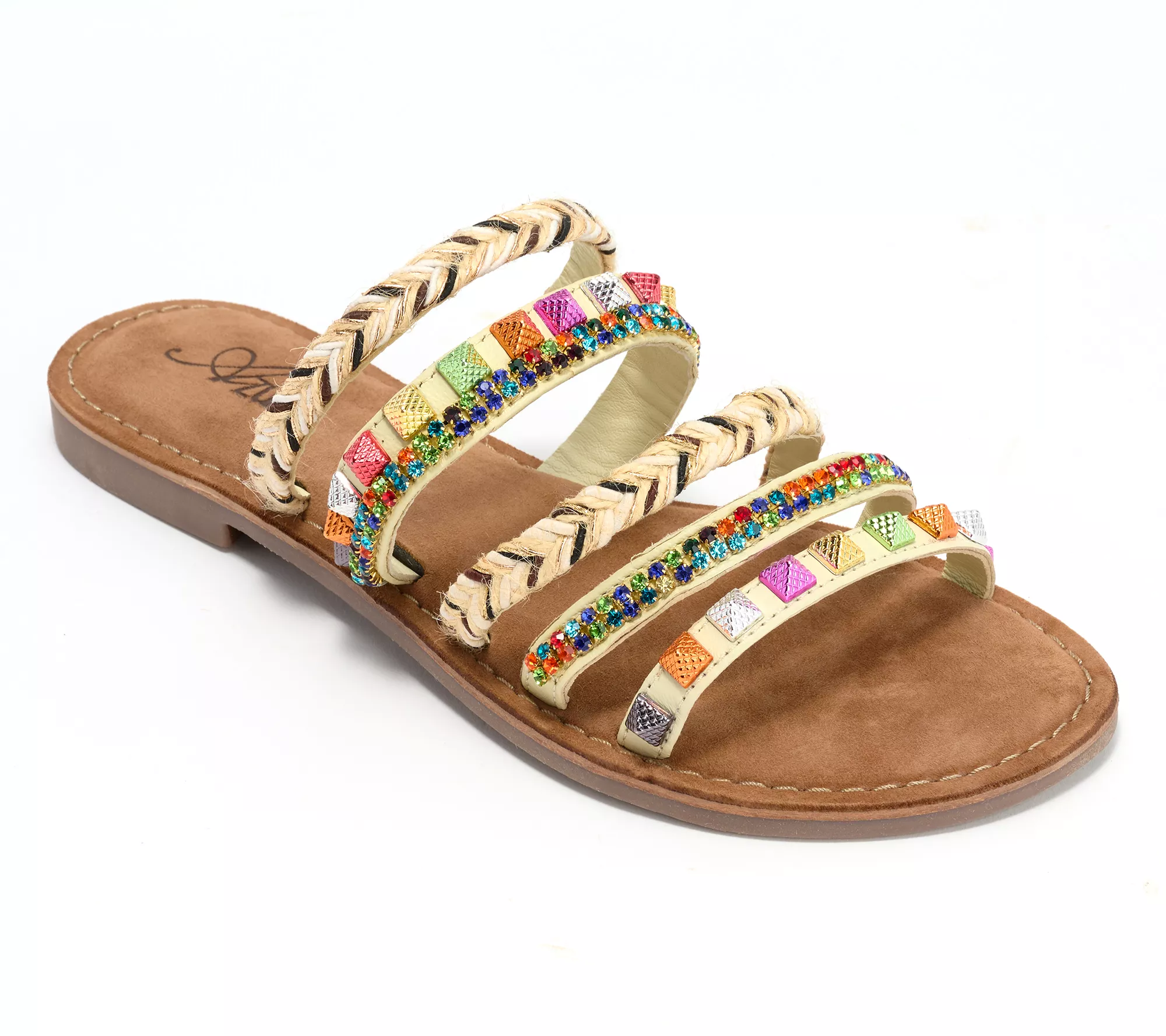 Azura by Spring Step Embellished Slide Sandals - Intoxicate