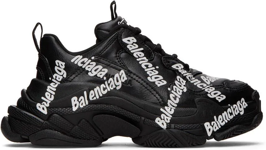 Balenciaga Black Tripe S Logotype Sneakers