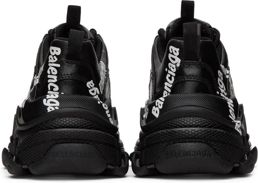 Balenciaga Black Tripe S Logotype Sneakers