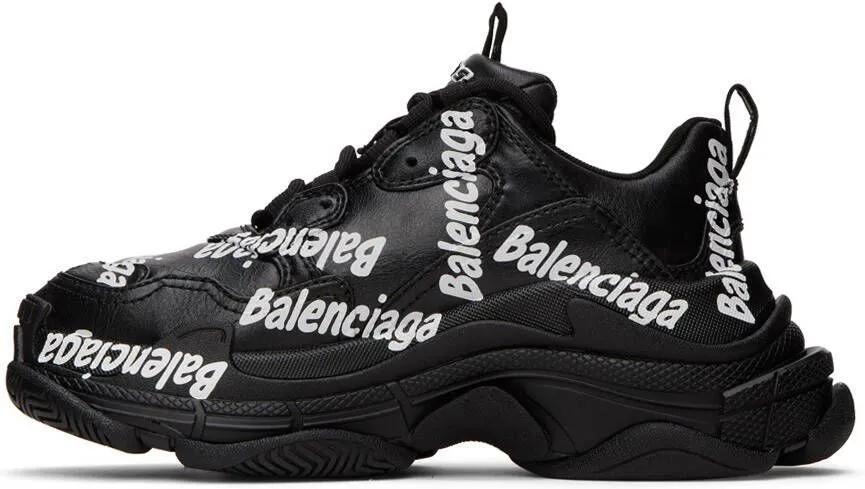 Balenciaga Black Tripe S Logotype Sneakers