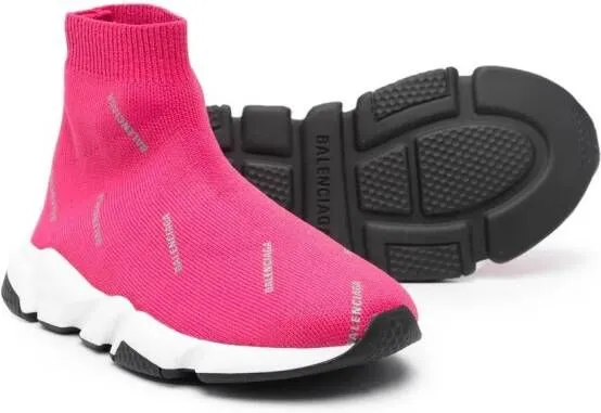 Balenciaga Kids Speed logo-print sock sneakers Pink