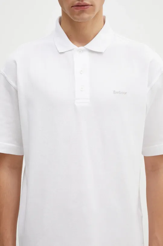 Barbour cotton polo shirt Dunand OS Polo Shirt white color smooth MML1426