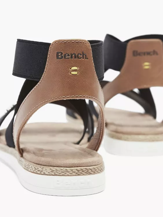 Bench  Ladies Bench Black and Tan  Elasticated Sandals