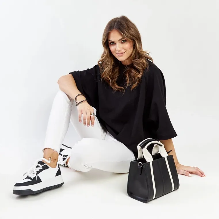 Black and white Galit sneakers with a thick sole