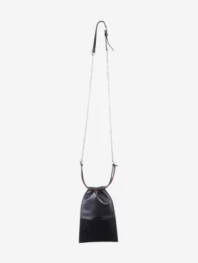   Black contrasting leather pouch bag