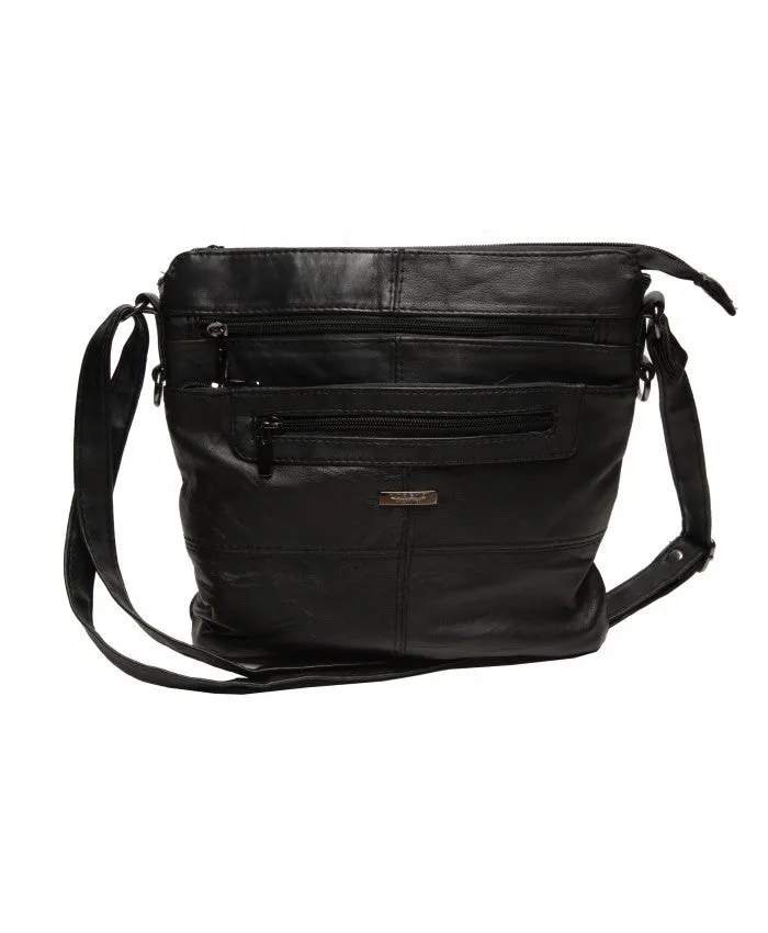 Black Sheep Nappa Triple Pocket Cross Body Bag