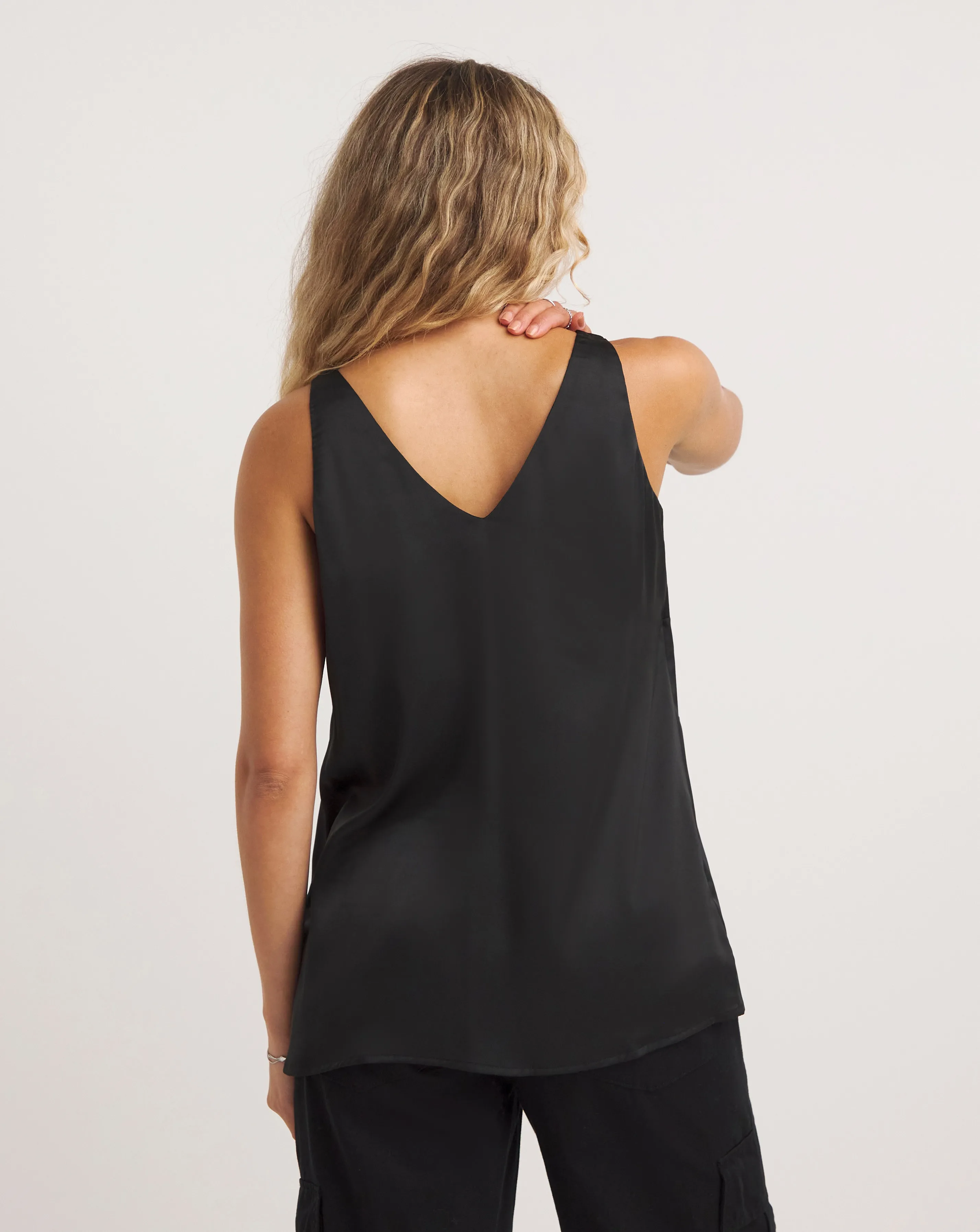 Black Stretch Satin Vest | Simply Be