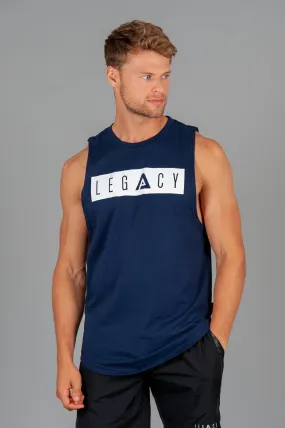 Boxed Logo Tank Navy