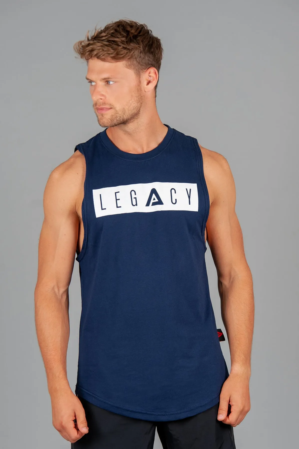 Boxed Logo Tank Navy