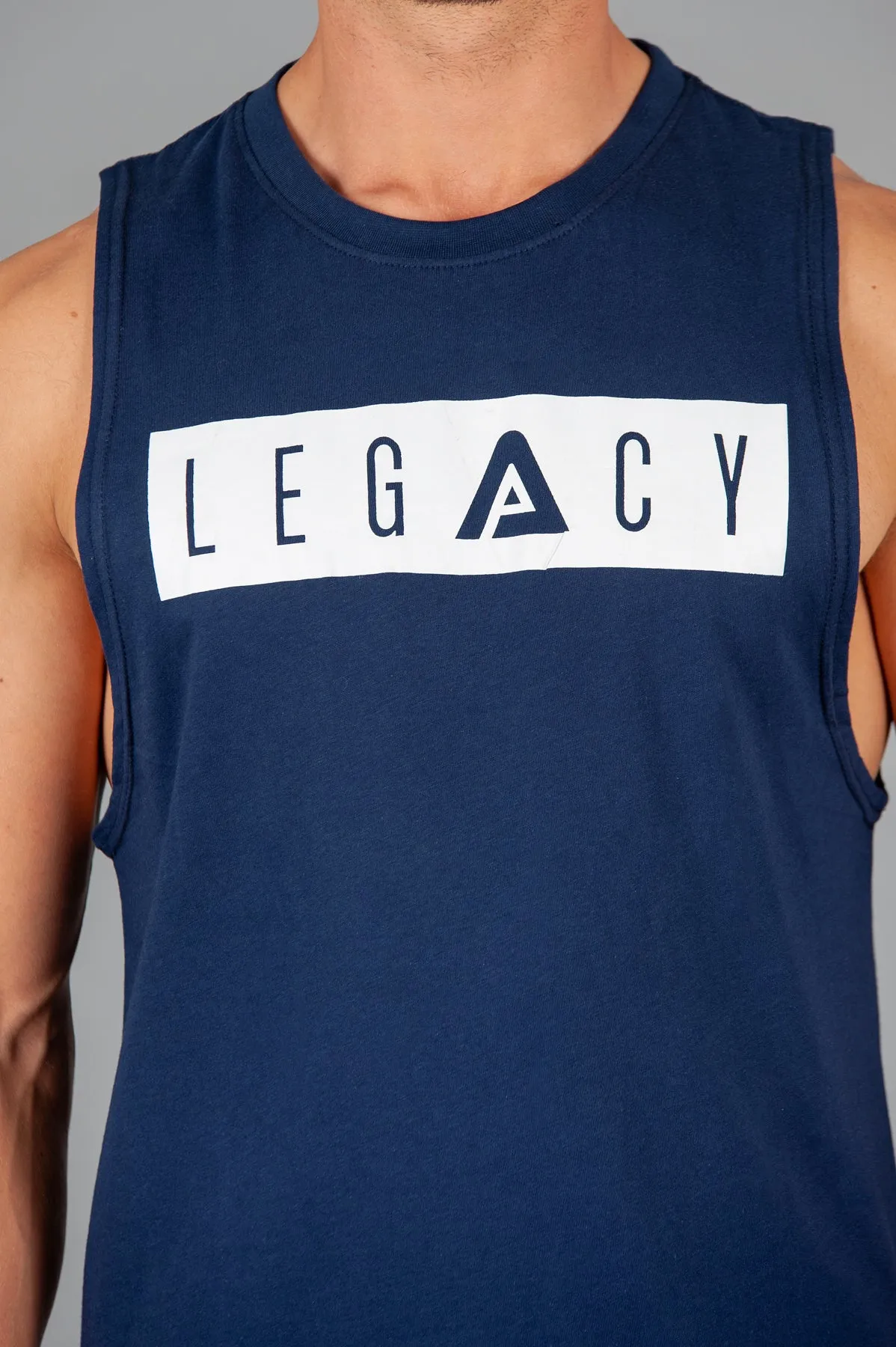 Boxed Logo Tank Navy