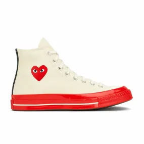 Comme des Garons PLAY Converse Chuck '70 Red Sole Hi (Off White) P1K124