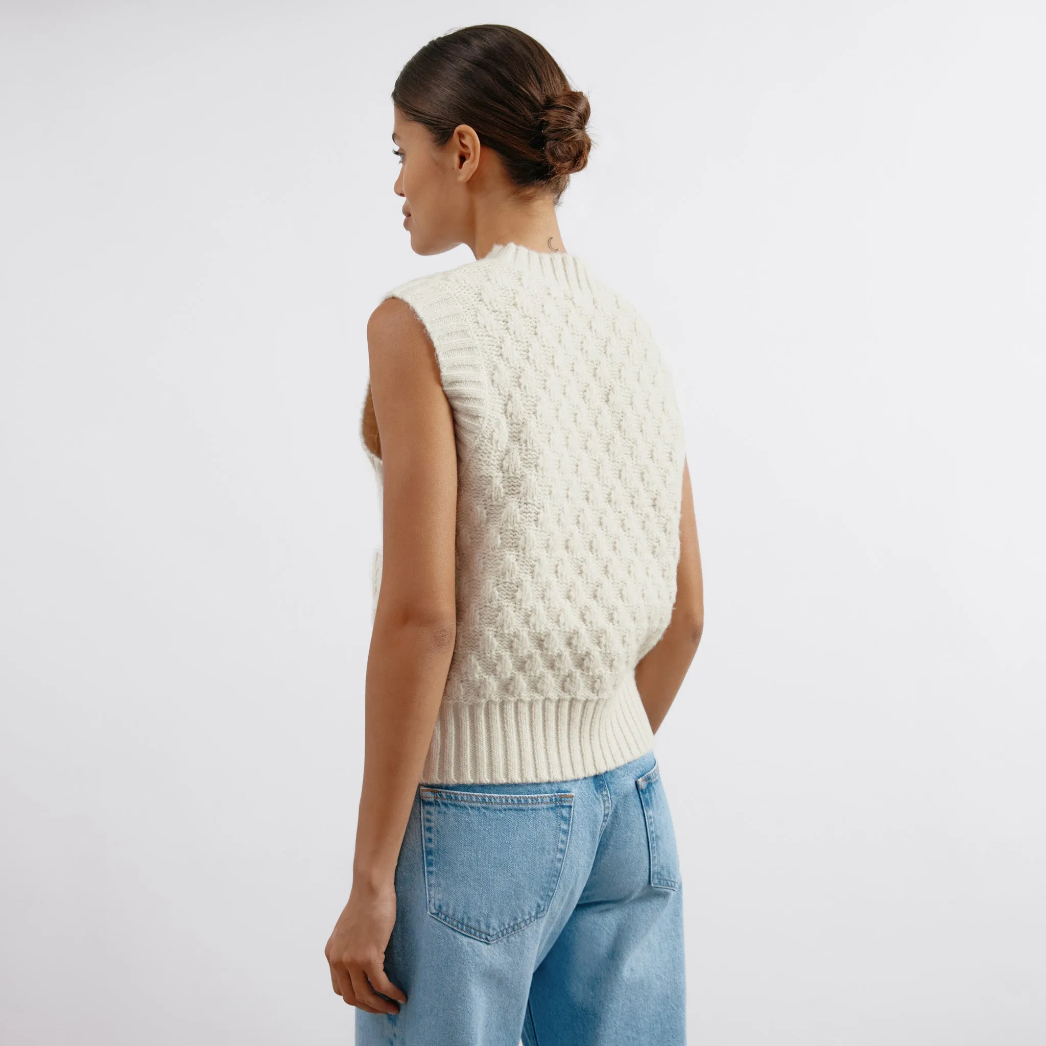 Cream Cable Pocket Tank