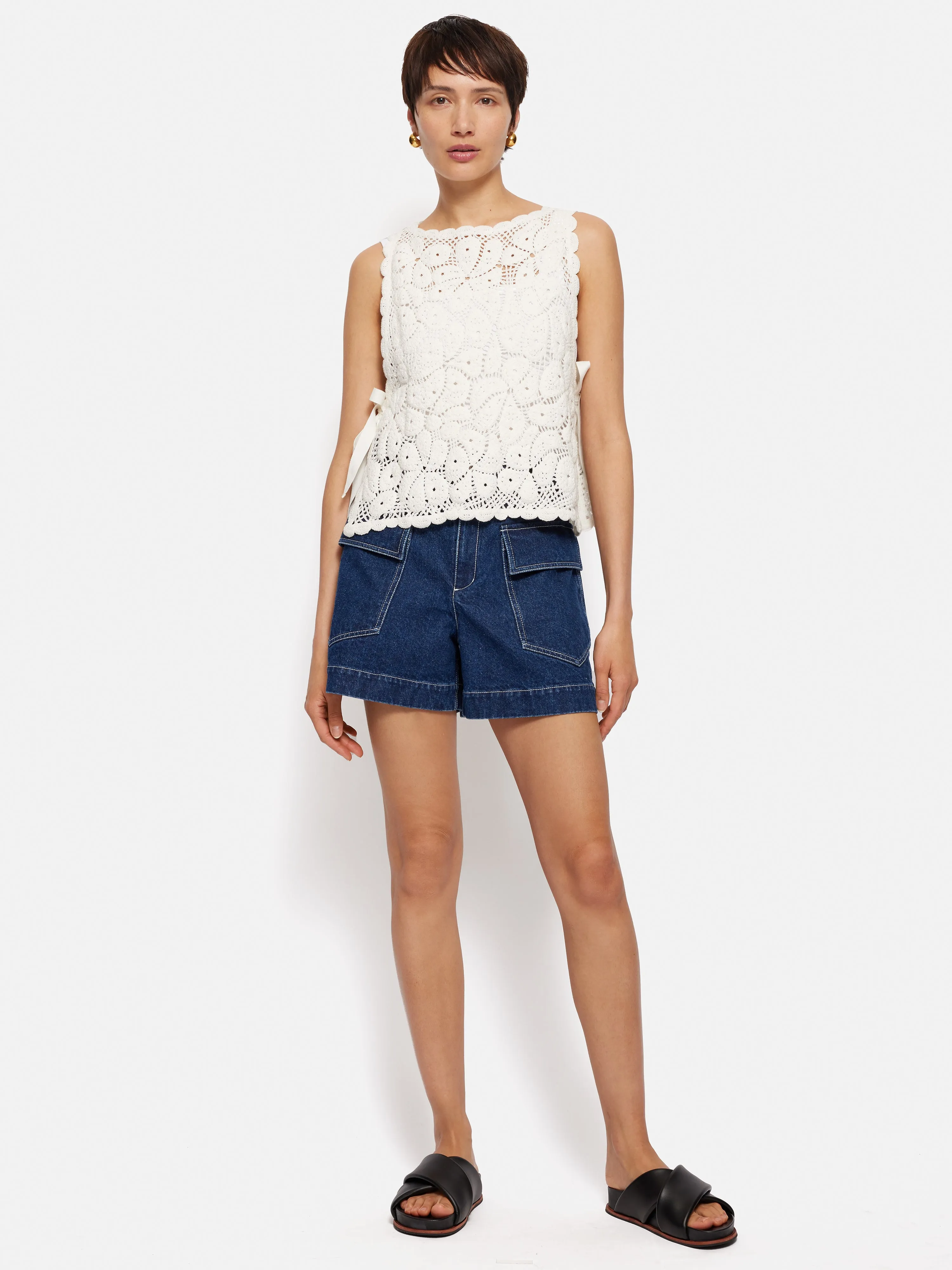 Crochet Embroidered Tank | Ivory