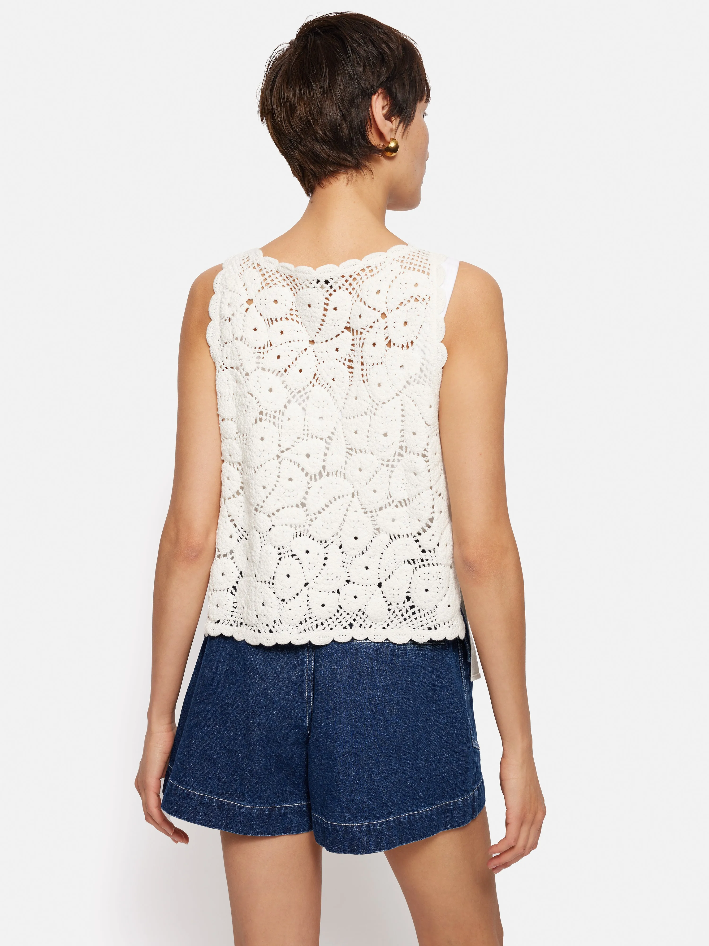 Crochet Embroidered Tank | Ivory