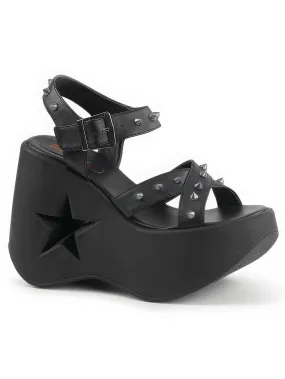 DEMONIA Star Cutout Platform Sandals with Spike Details