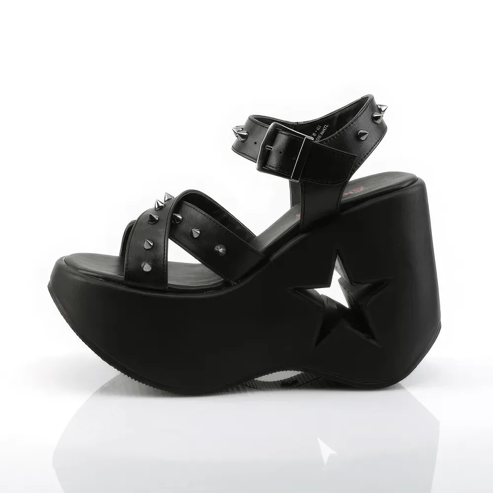 DEMONIA Star Cutout Platform Sandals with Spike Details