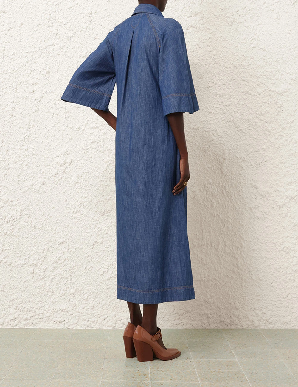 --Denim Midi Dress-