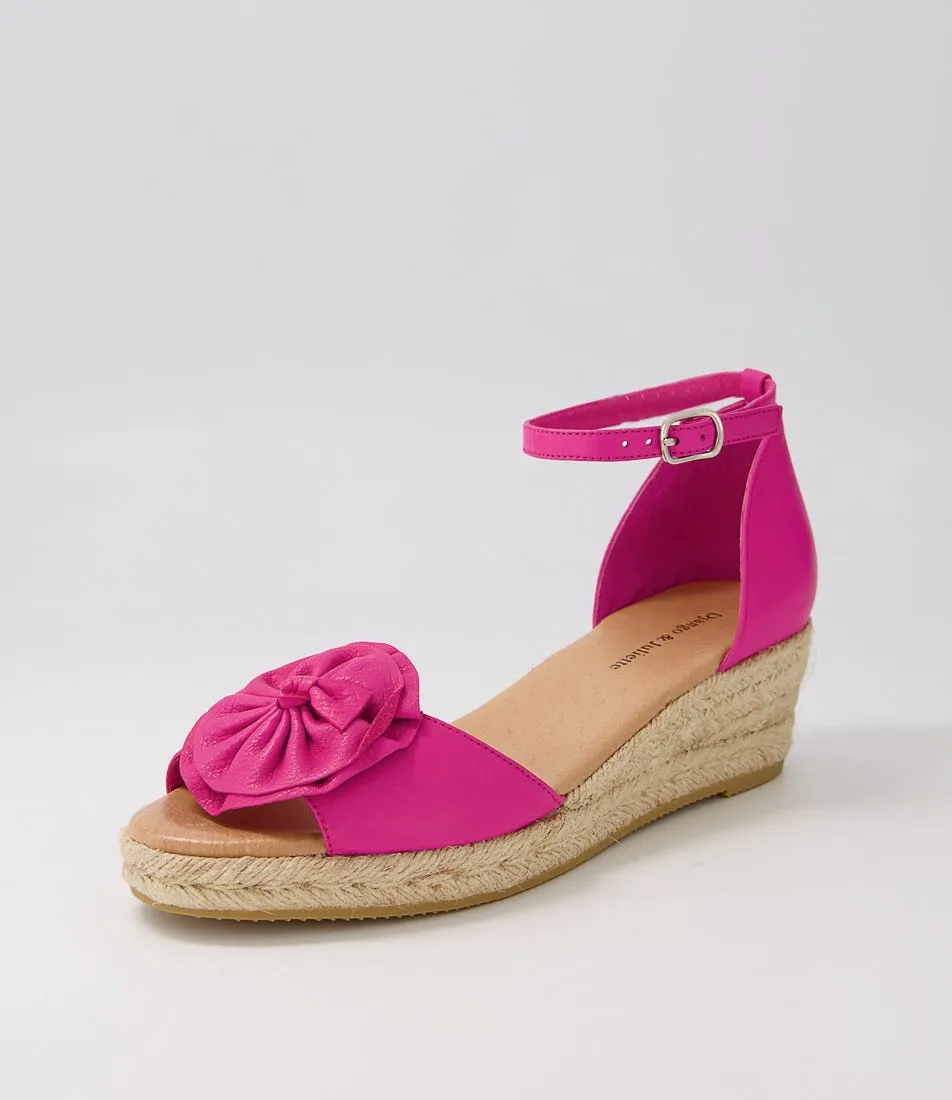 DJANGO & JULIETTE Saffron Fuchsia Natural Rope Leather Sandals