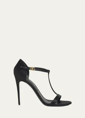 Dolce&Gabbana Silk T-Strap Stiletto Sandals