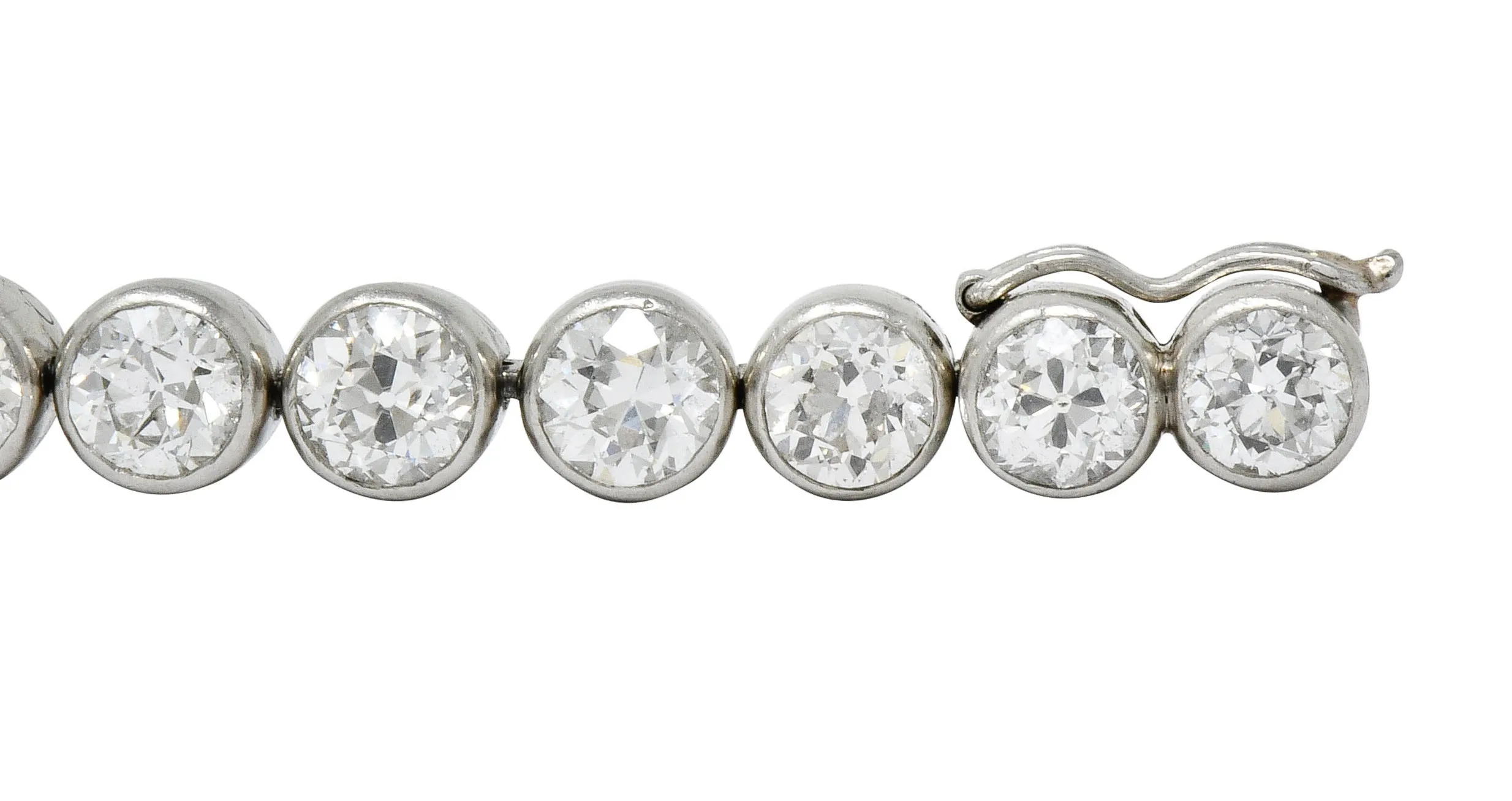 Early Art Deco 11.50 CTW Platinum Round Bezel Line Bracelet Circa 1920