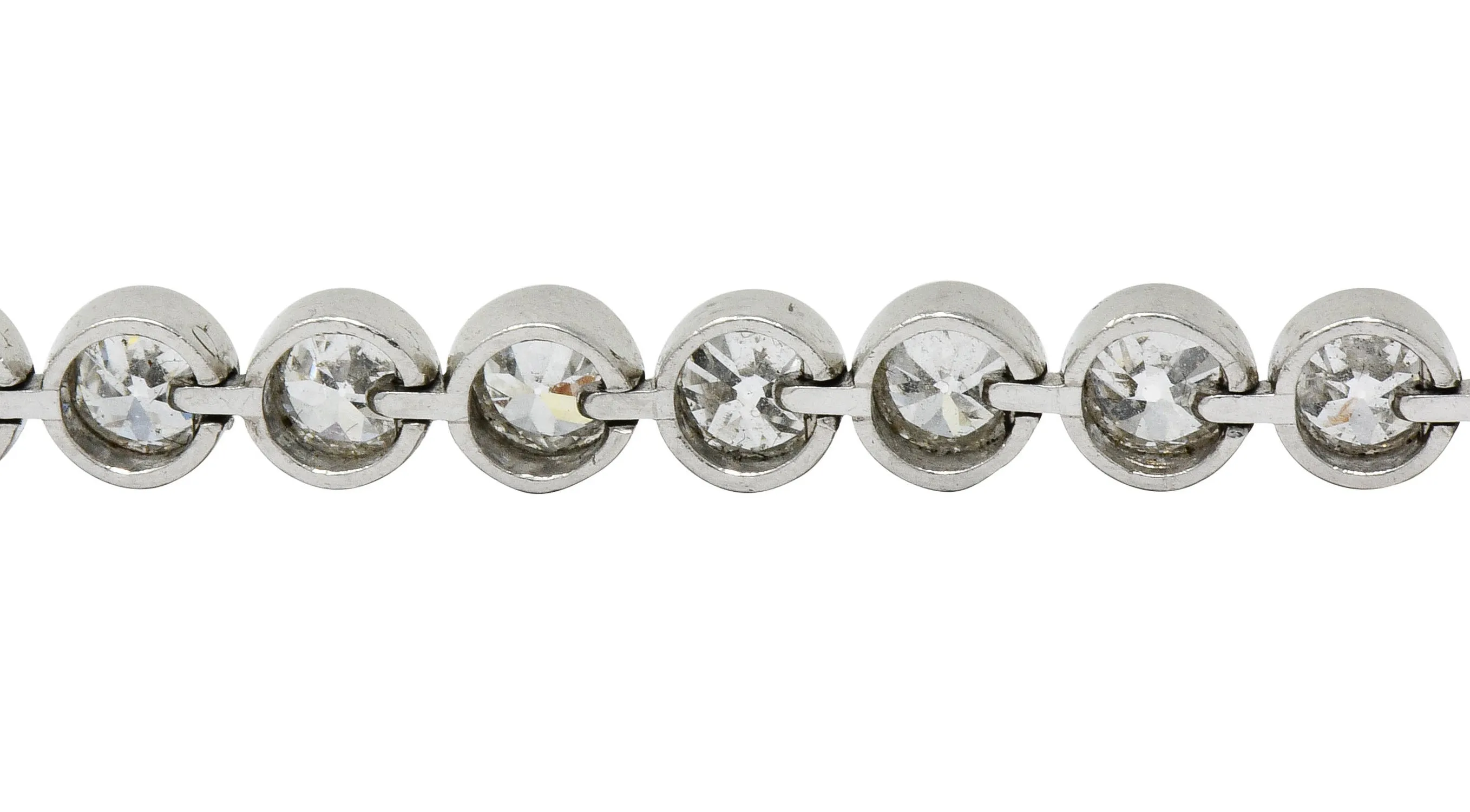 Early Art Deco 11.50 CTW Platinum Round Bezel Line Bracelet Circa 1920