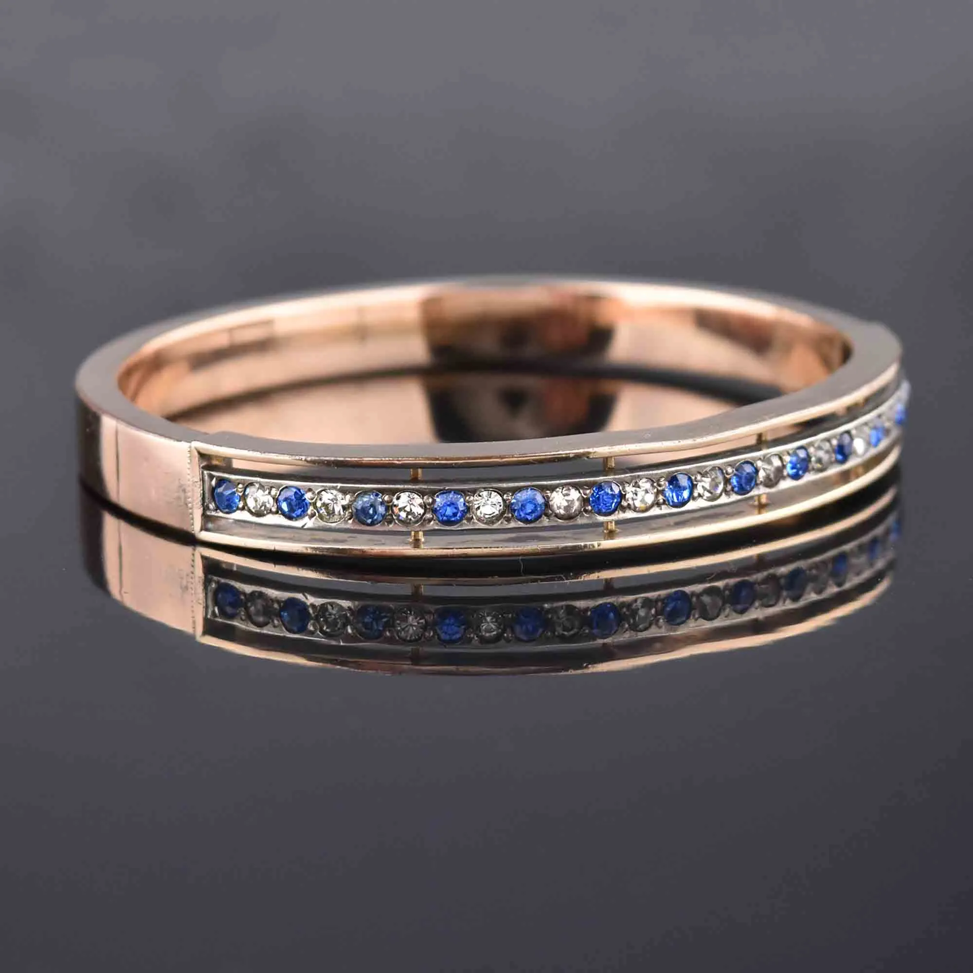 Edwardian 14K Rose Gold Fill Sapphire Diamond Paste Bracelet