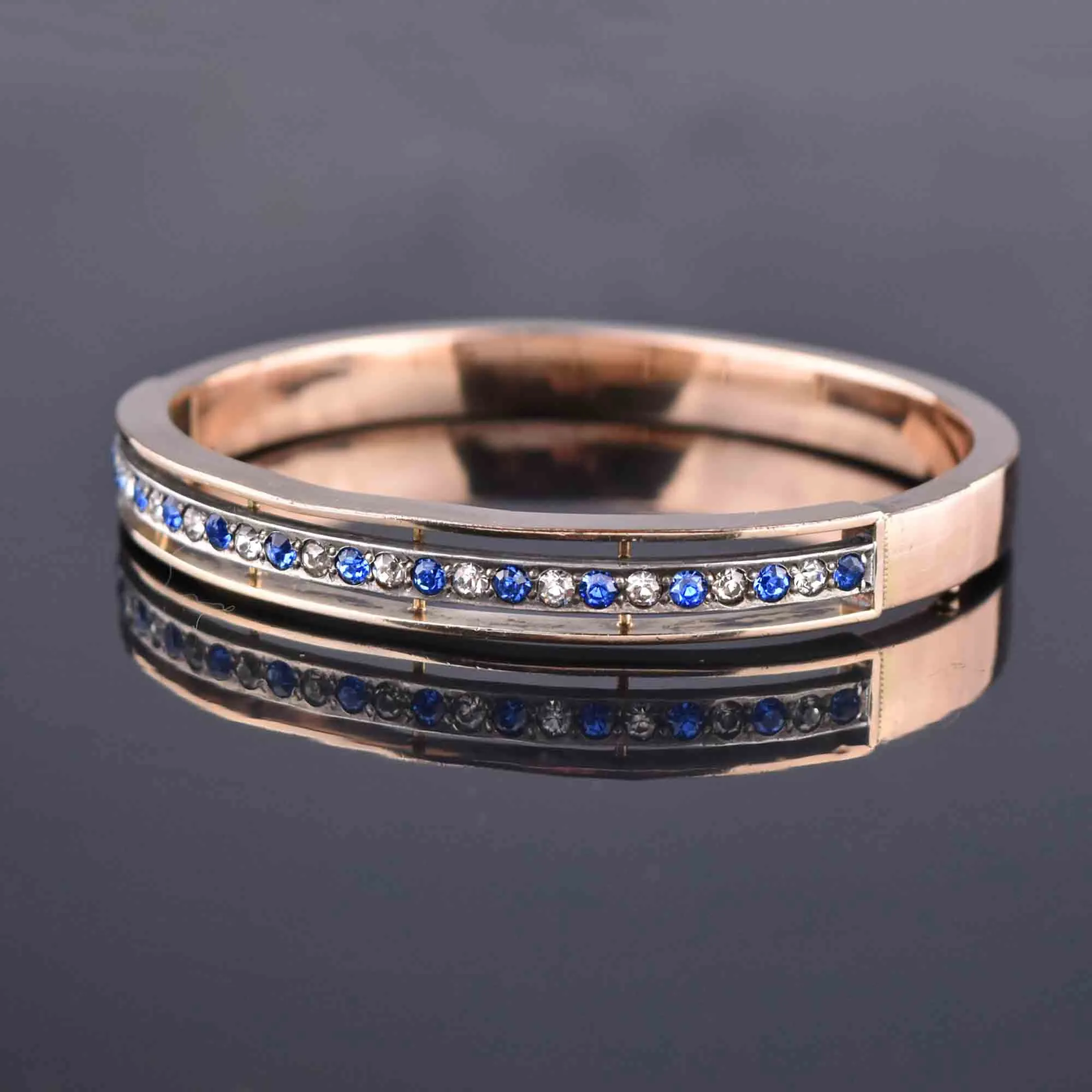 Edwardian 14K Rose Gold Fill Sapphire Diamond Paste Bracelet