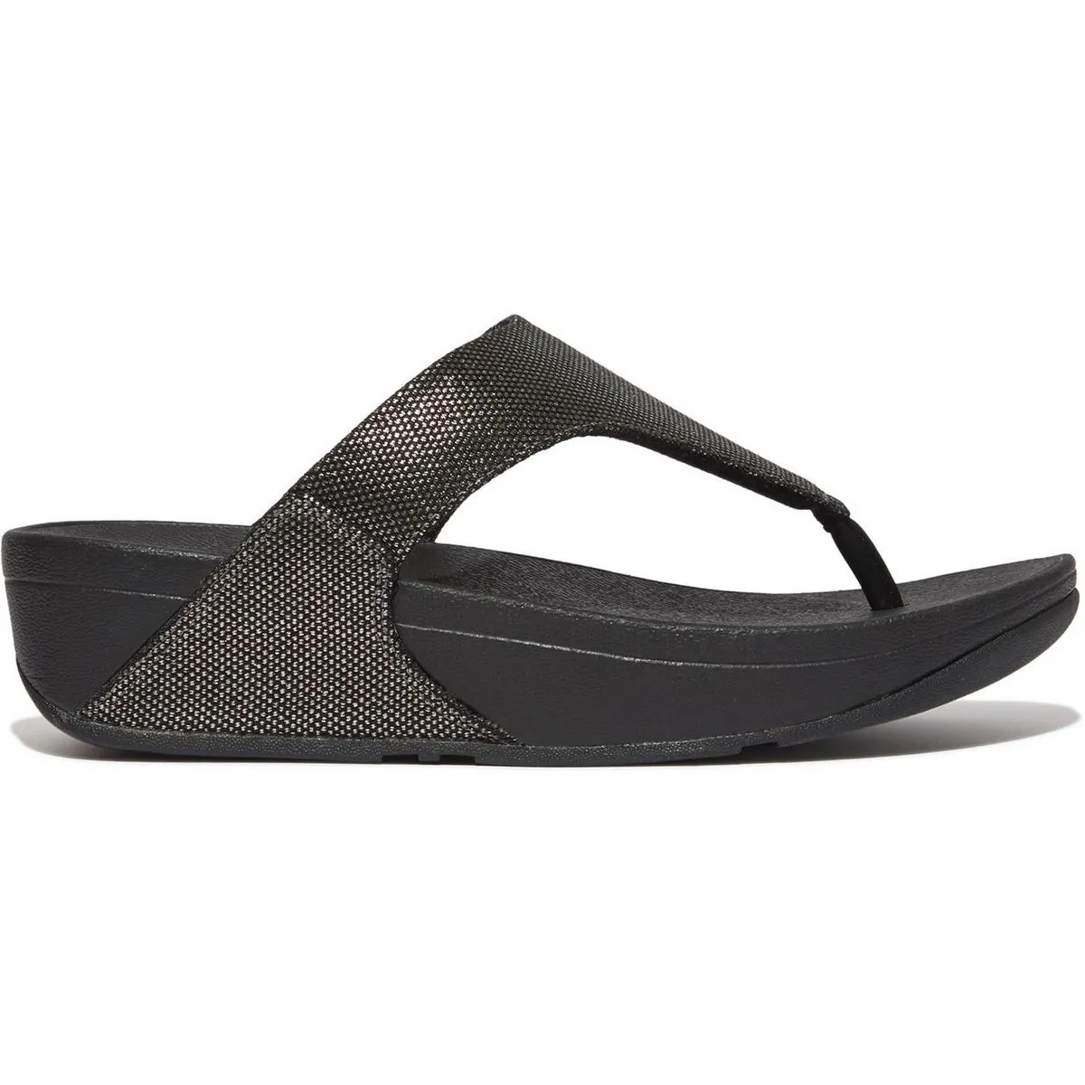 Fitflop Lulu Glitz Toe Post Sandals Pewter Black