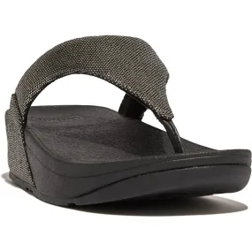 Fitflop Lulu Glitz Toe Post Sandals Pewter Black