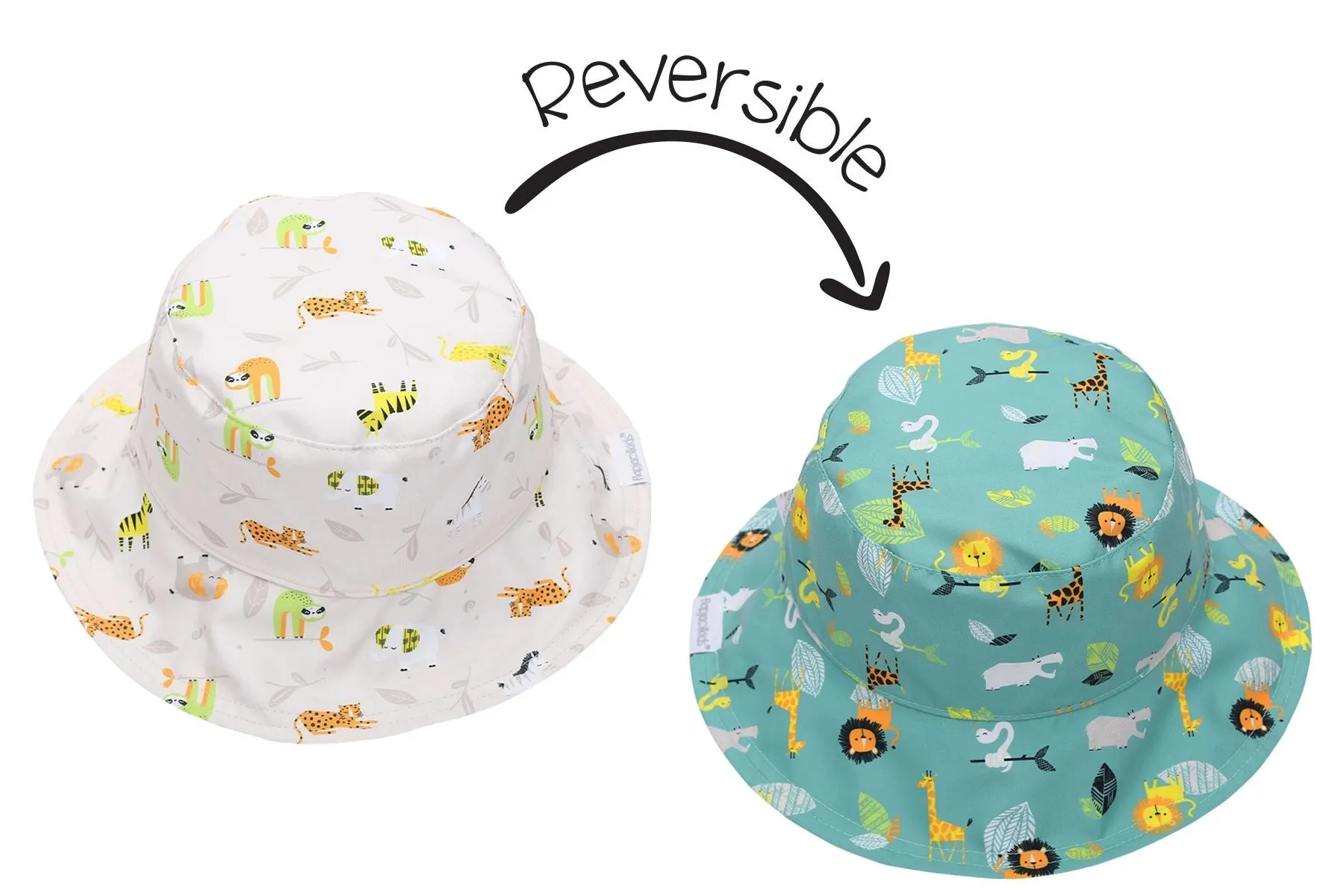 FlapJackKids Kids UPF50+ Patterned Sun Hat - Zoo