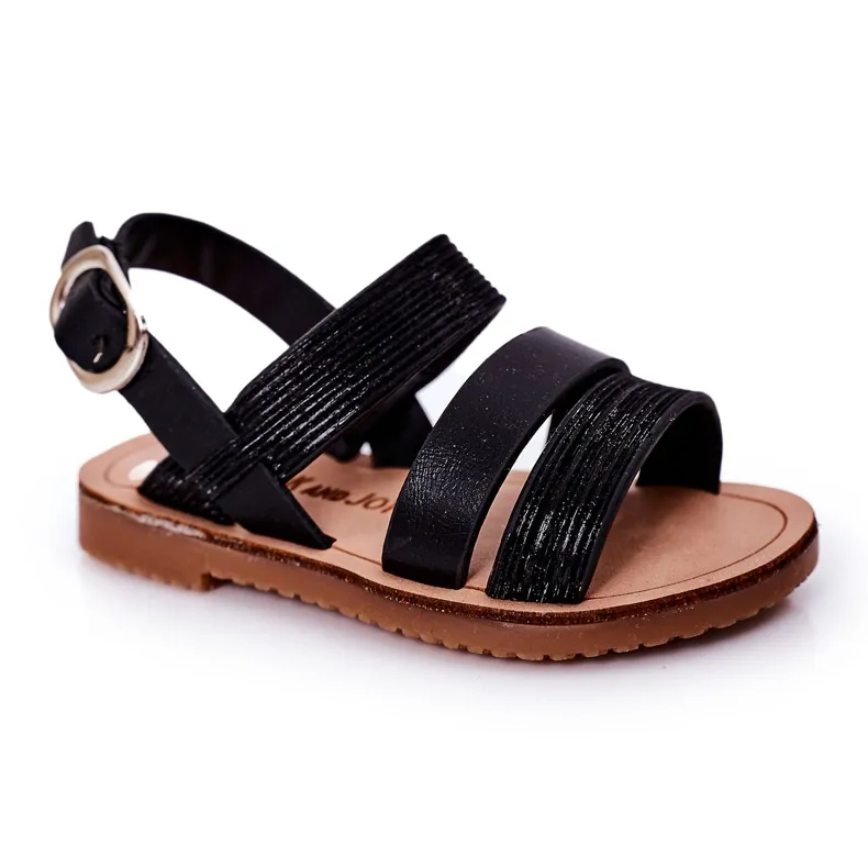 FR1 Children's Black Natalie Shiny Sandals