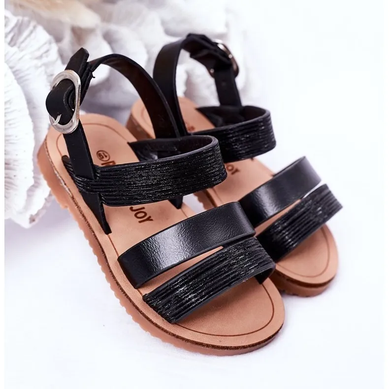 FR1 Children's Black Natalie Shiny Sandals