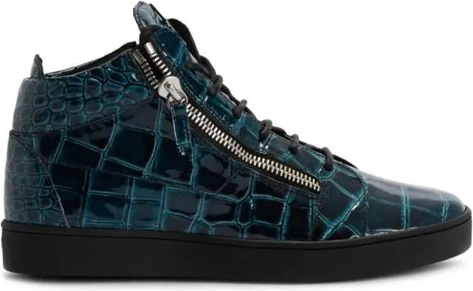 Giuseppe Zanotti Frankie crocodile-embossed hi-top sneakers Blue