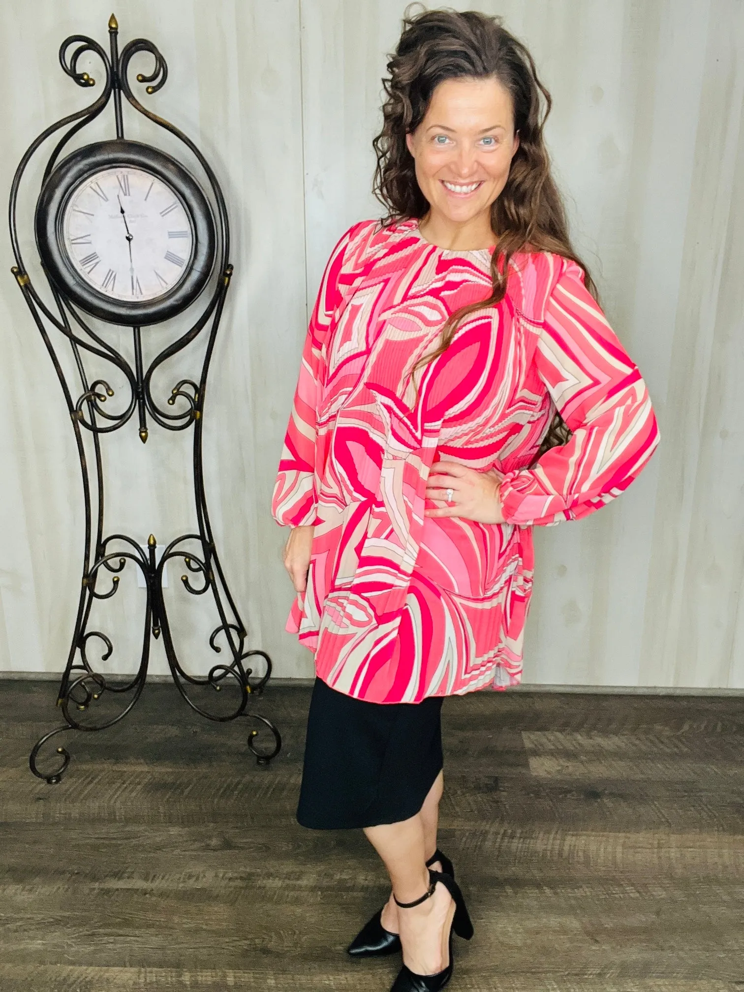 Gloria Pleated Fuchsia Tunic