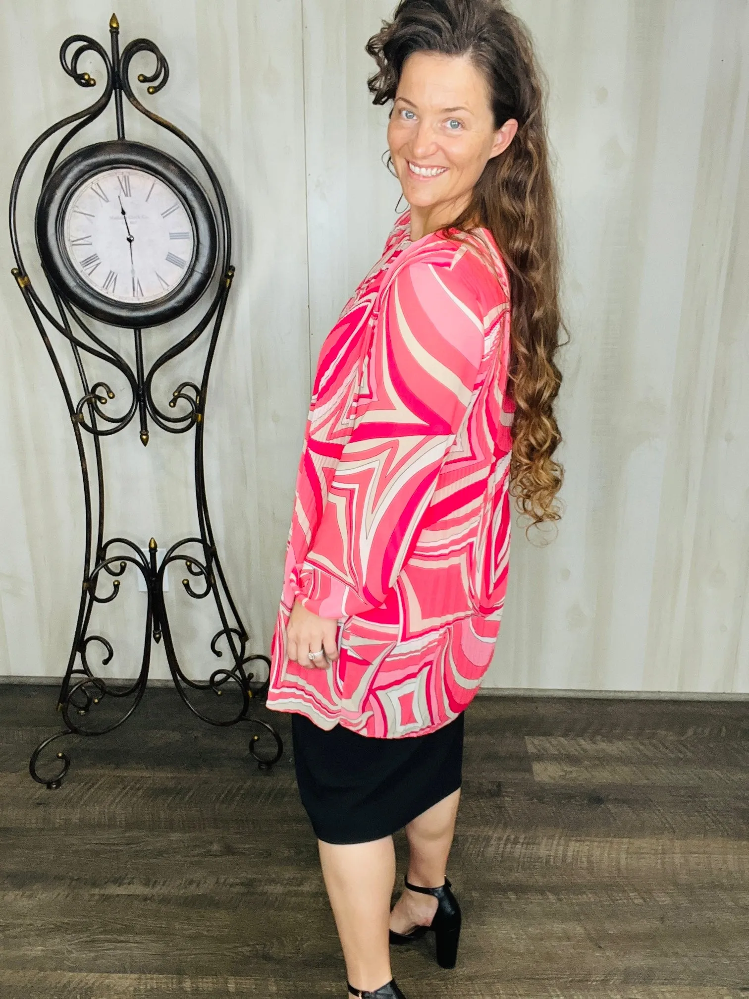 Gloria Pleated Fuchsia Tunic